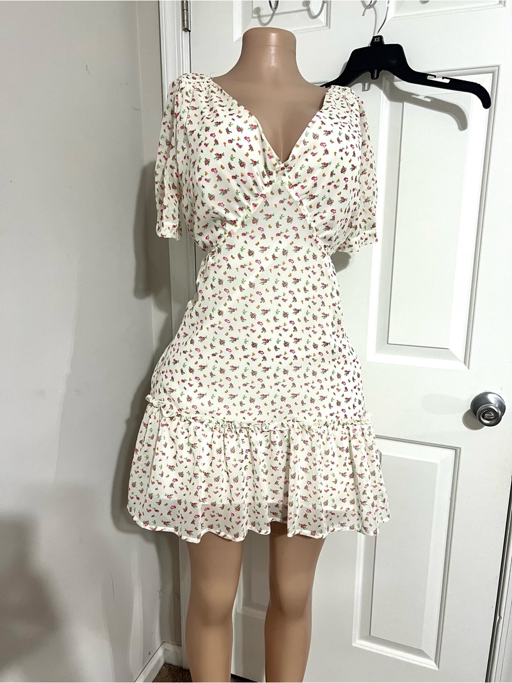 Luv betsey white Mini Dress with Pink & Green Floral Print